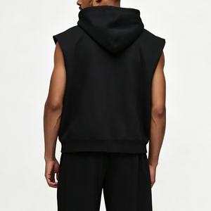Sweat-shirt à capuche sans manches pour hommes, fermeture éclair, polaire, couleur unie, décontracté, coupe régulière, vêtements d'automne - Product Image 3
