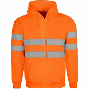 Men's <b>Hi</b> <b>Vis</b> Hooded Sweatshirt Reflective Safety <b>Jacket</b> Yellow <b>Orange</b> Black Workwear - Product Image 4