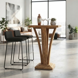 Viola <b>Bar</b> <b>Table</b> Modern Solid Wood High Dining Furniture Elegant Pedestal Base Pub <b>Table</b> For Rustic Contemporary Home Decor Style - Product Image 3