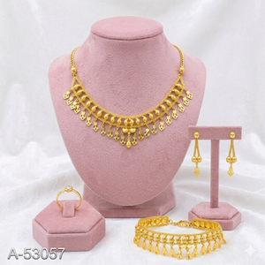 Traditional 24K Gold Plated Zinc Alloy Lab Created Zircon Bridal Jewelry Set Charm Necklace Bracelet Insect Design Trendy - Product Image 1