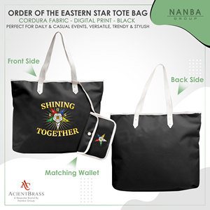 กระเป๋าโท้ทสีดำลาย Black OES Shining Together Order of the Eastern Star Journal Order of the Eastern Star Masonic - Product Image 2