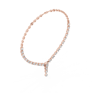 Collar de cadena tipo tenis de lujo para mujer, chapado en oro rosa de 18 quilates con rodio, adornado con diamantes de laboratorio de corte mixto, certificado, ideal para fiestas. - Product Image 3