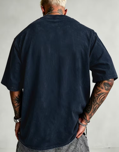เสื้อยืดโอเวอร์ไซส์ผู้ชาย ผ้าฝ้ายเจอร์ซีย์ 100% แขนสั้น คอกลม วินเทจ ซักทราย 320 กรัม - Product Image 2