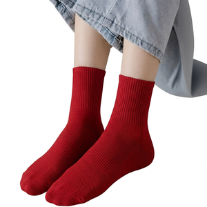 Chaussettes blanches en coton 100% respirantes, couleur unie, décontractées, pour usage quotidien, pour adultes, saison printemps, chaussettes tricotées - Product Image 2