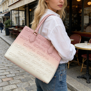 Customizable Logo Designer Leather <b>Handbag</b> for Women Gradient Embossed Letter Tote Bag Fashionable and Versatile - Product Image 5
