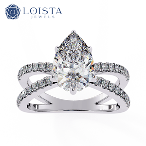 LOISTA แหวนหมั้นเพชรทรงลูกแพร์ เพชรธรรมชาติแพลตตินัมสำหรับผู้หญิง ได้รับการรับรองจาก GIA สไตล์คลาสสิก - Product Image 2