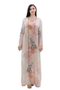 Robe caftan à broderie arabe Robe musulmane à manches longues Robe longue arabe Farasha Kaftan - Product Image 2