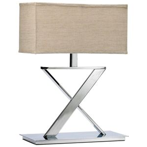 Lampe de table moderne minimaliste en aluminium, abat-jour en lin beige, taille moyenne, éclairage décoratif pour chambre à coucher, E27 LED AC 110V, commande par interrupteur - Product Image 1