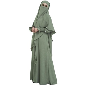 Vente en Gros de Robe Musulmane Traditionnelle pour Femmes de Couleur Unie Abaya avec Manches Longues Robe Teinte pour Femmes - Product Image 1