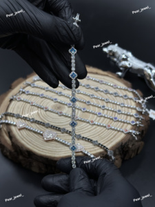 Pulsera de tenis de lujo de plata 925 con moissanita tallada, diseño floral, chapada en rodio, engaste hecho a mano, moderna, para mujer, uso diario - Product Image 4