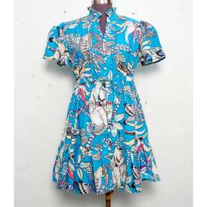 Nuevo vestido corto elegante de algodón hecho a mano para fiesta, con estampado de mono, regalo para novia, vestido de moda personalizado para mujer, de la India. - Product Image 1