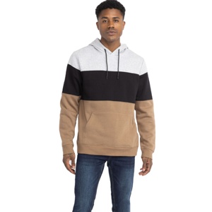 Pull à capuche personnalisé 100% coton pour hommes, conception de panneau de contraste de sérigraphie brodé d'hiver - Product Image 4