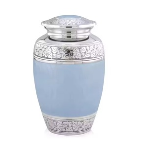 Urne funéraire en aluminium bleue, best-seller, avec motif d'ailes d'ange argentées, style européen, urne commémorative pour adulte - Product Image 5