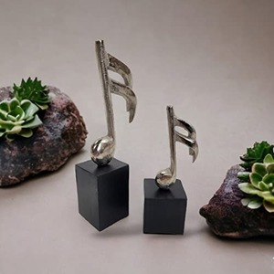 Handmade Aluminium Music Note Sculptures Abstract Art Bar Mitzvah Tabletop Home Decor Eco-Friendly 2-Piece Modern Design - Product Image 4