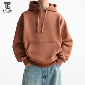 Men's 100% Cotton Fleece Oversized <b>Hoodie</b> <b>Red</b> Thermal Print Pattern Warm Muff Pockets and Laced Neck for Winter - Product Image 1