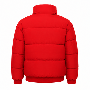 Veste matelassée rouge pour homme, col montant, fermeture éclair, coupe-vent, rembourrage en polyester, manteau décontracté d'hiver - Product Image 2