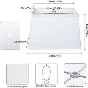 Top7 Grandi Paralumi Quadrati Bianchi 12.5x7x15x9.8 Alti con Base 9x15x12.5x9.8 - Product Image 2