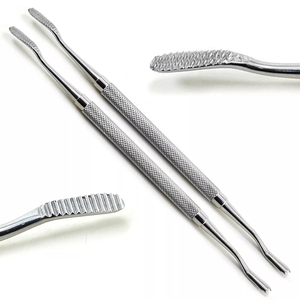 Lima dental de doble punta con dientes cruzados, instrumento quirúrgico de acero inoxidable con acabado pulido - Product Image 1