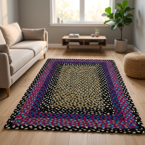 Tapis géométrique bohème en jute fabriqué à la machine, adapté aux animaux domestiques, antidérapant, écologique, pour la décoration du salon - Product Image 4