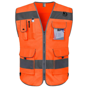 Chaleco de Seguridad de Alta Visibilidad Personalizado en Morado, Transpirable, de Malla de Poliéster, con Cinta Reflectante, Múltiples Bolsillos y Cremallera, para Guardias de Seguridad - Product Image 5