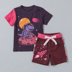 Conjunto de Ropa Casual de Verano para Niños, Camiseta y Pantalones Cortos de Algodón, Transpirable y Ligero, Talla Personalizada, Suministro de Fábrica OEM - Product Image 1