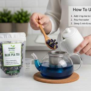 Hojas de Té de Guisante Azul Mariposa, Infusión Herbal Natural Relajante, Material Crudo de Matcha Azul, Venta Directa de Fabricante al por Mayor - Product Image 3