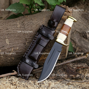 Couteau de chasse UA Supplies DIY en acier Damas forgé à la main, style Crocodile Dundee, manche en bois, OEM disponible, lame droite ultra-affûtée - Product Image 6