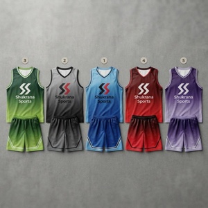 Uniformes de Baloncesto Personalizados al por Mayor, Unisex, Transpirables, de Secado Rápido, con Impresión por Transferencia de Calor, Tallas Grandes, 100% Poliéster, para Entrenamiento - Product Image 3