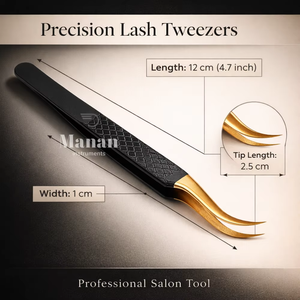 Pinzas de Precisión para Extensión de Pestañas, Color Negro Dorado, Curvadas, para Volumen, Agarre Fácil, Profesionales - Product Image 6