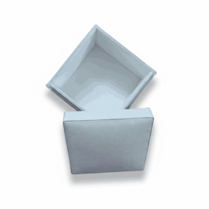 Caja de Regalo de Tela Azul Polvo con Aspecto de Seda, Caja Cuadrada Simple con Tapa Desmontable para Recuerdos de Boda y Joyas - Product Image 1