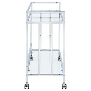 Carrito de Bar Moderno Minimalista de Cerámica Ecológico Estilo Americano con Estantes de Vidrio y Ruedas para Exhibición de Bebidas - Product Image 4