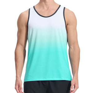 Chaleco deportivo degradado para hombre, suministro al por mayor, camiseta sin mangas de entrenamiento de poliéster y spandex de alta calidad, camisetas deportivas personalizadas para hombre - Product Image 2