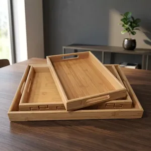 Bandeja de Servicio de Madera - Bandeja Resistente y Ecológica para Hoteles y Resorts, Apta para Lavavajillas - Product Image 1