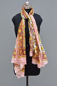 Pareo de Playa para Mujer, Tela de Algodón Suave, Estampado de Bloque de Mano, Diseño Floral, Accesorio para Envolver La Cabeza, Verano, Novedad - Product Image 6