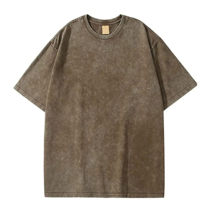 เสื้อยืดลำลองผ้าฝ้าย 100% สกรีนโลโก้ได้ ทรงโอเวอร์ไซส์ ล้างสีแบบแอซิด ยูนิเซ็กซ์ ปักลายตามสั่ง ผ้าแคนวาส ป้องกันขนร่วง แห้งเร็ว - Product Image 1