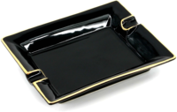 Cenicero de Cigarros de Metal Negro de Lujo con Borde Dorado, Duradero, con Logotipo Personalizado para Hotel, Restaurante, Hogar y Uso para Fumar