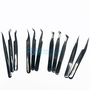 RMI Shin Black Plasma Color Eyelash Extension Tweezers Toothed Tip Stainless Steel <b>Precision</b> <b>Tool</b> Anti-Magnetic Fine Perfect - Product Image 6