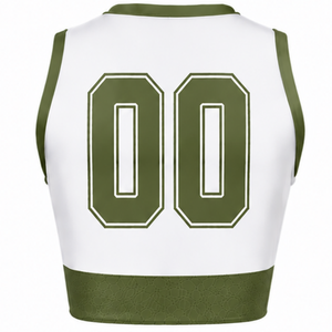 Camiseta Deportiva sin Mangas Sublimada Verde Oliva para Animadoras, Uniforme para Equipo Deportivo, Entrenamiento, Rendimiento y Competencia - Product Image 2