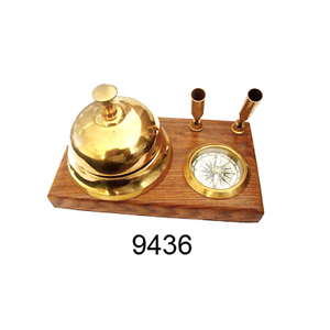 Ancre en laiton avec horloge sur socle en bois ancre nickelée/base noire inde fabricant et exportateur indien - Product Image 4