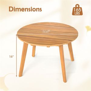 Tavolino Rotondo in Legno di Acacia Premium 62,2 cm x 62,2 cm x 40,6 cm, Capacità 75 kg, per Patio e Esterni - Product Image 5