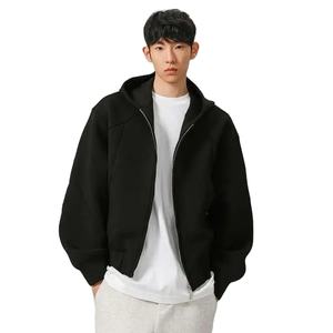 Nouveau printemps hommes sweats à capuche fermeture éclair Structure couleur unie lâche court hommes hauts décontracté hommes sweats nouveau Design - Product Image 5