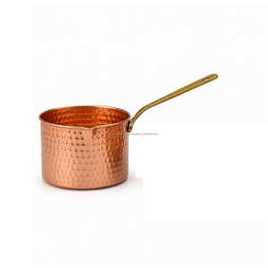 Handmade Hammered Pure Copper Saucepan with Pouring Spout and Brass Handle Butter Warmer <b>Milk</b> <b>Pan</b> Wholesale - Product Image 5