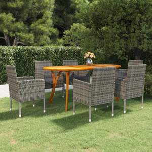 Juego de comedor para patio de 7 piezas, color gris, para uso en jardín exterior - Product Image 1