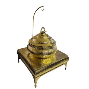 Cubierta de latón de tres estrellas para calentador de alimentos, diseño antiguo hecho a mano en oro, olla interior de acero inoxidable de 5L, para hoteles y restaurantes - Product Image 2
