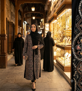 Tissu de base en velours noir tricoté à motif losanges, floral et à sequins pour veste ethnique, lehenga ou abaya pour femme - Product Image 4