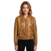 Blouson Bomber Femme en Cuir PU Brut Écologique, Manches Longues, Fermeture Éclair, Style Hiver, Col Rabattu