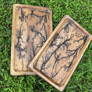 ถาดเสิร์ฟไม้ลายโมเดิร์นทำมือ ถาดขนมไม้ธรรมชาติ สไตล์เรียบง่ายสำหรับครัวและบ้าน แบรนด์ Belladec น้ำหนักเบา คลาสสิก - Product Image 1