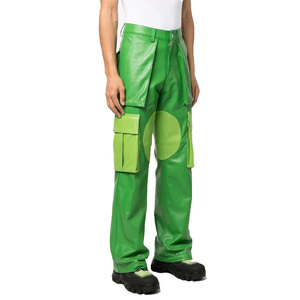 Wholesale Price Custom Logo-patch Fashion Casual Unisex Style Comfortable <b>Leather</b> <b>Cargo</b> Trousers - Product Image 2