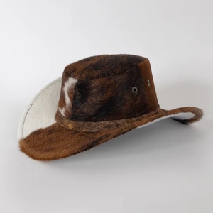 GENERSA SPORTS Chapeau de cowboy unisexe en fausse fourrure à large bord, décontracté, taille adulte 50-52cm, motif marron et blanc, impression par sublimation, lot de quatre - Product Image 3