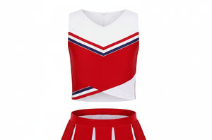 Uniformes de cheerleading de haute qualité, ensemble de tenue de cheerleader avec logo personnalisé, haut court et jupe plissée, vêtements de sport scolaires - Product Image 3